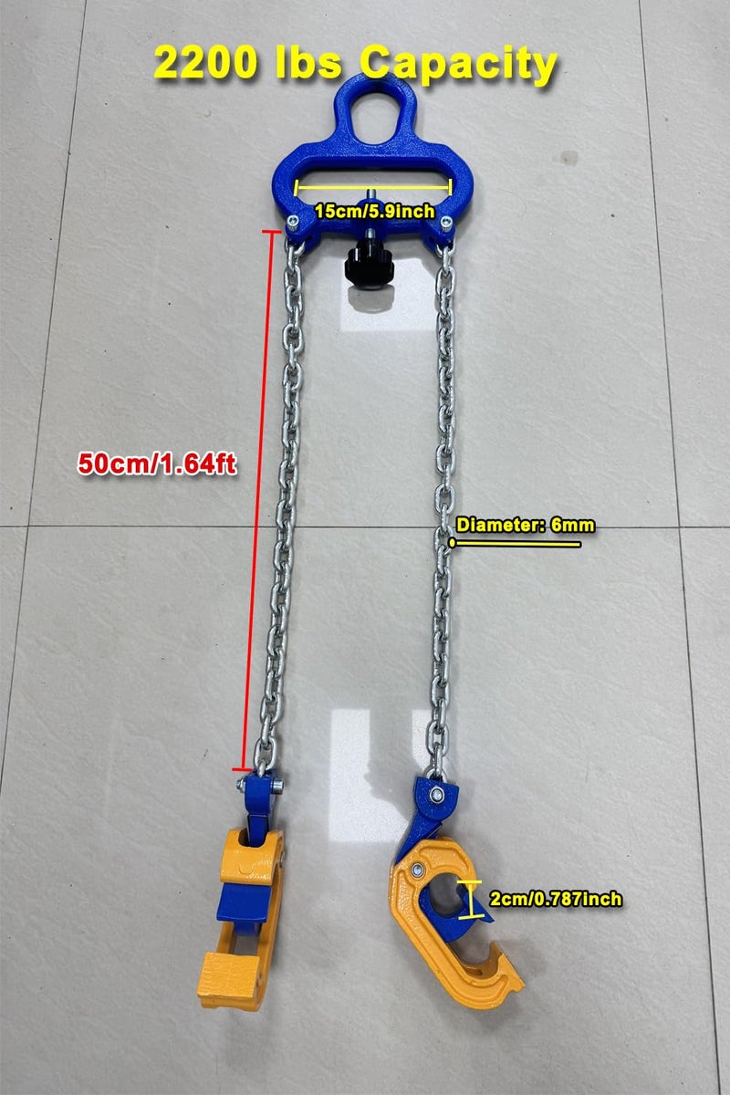 BORUI 1Ton Barrel Lifting Chain for Plastic & Steel Drums 2204LBS 20in Length, 2 Hooks Chain Drum Lifter Barrel clamp for 30 & 55 Gallon Metal/Plastic Drum Barrel, Fits for Crane, Forklift【1T- 2Hooks】 - Image 3
